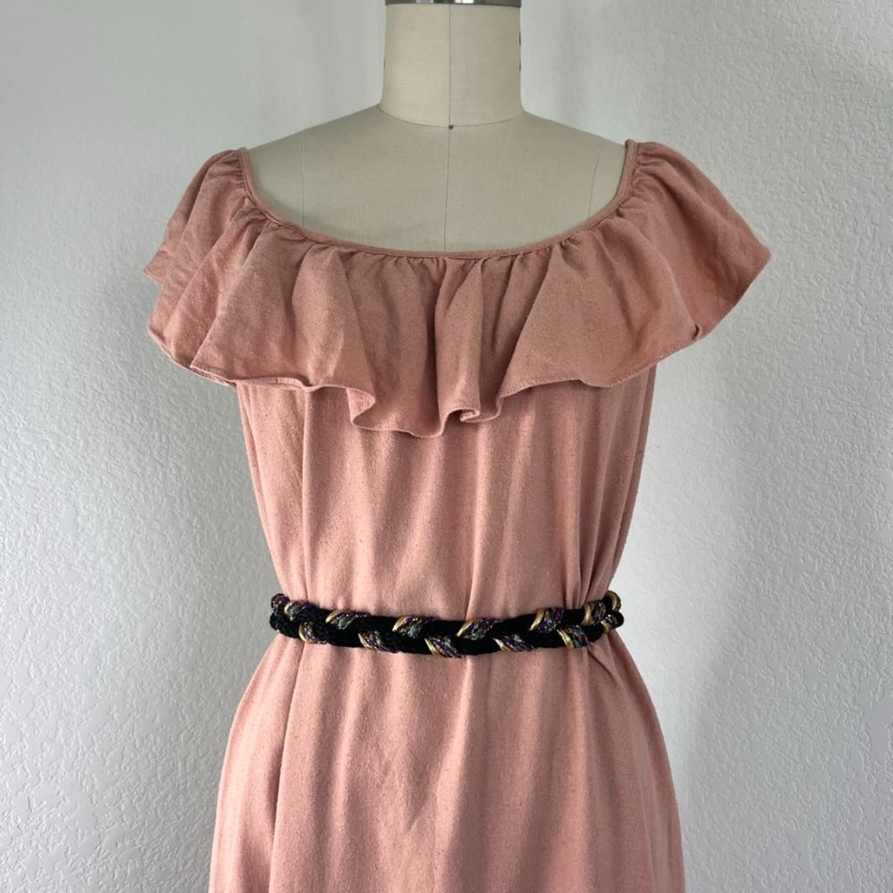 VTG Black Rope Braided Belt with Black/Gold Tassel - Picture 4 of 6